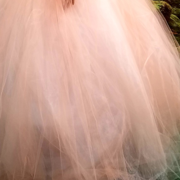 SAMPLE GOWN ONLY-LARISSA Peach Ivory Wedding Ballgown - Picture 5 of 8